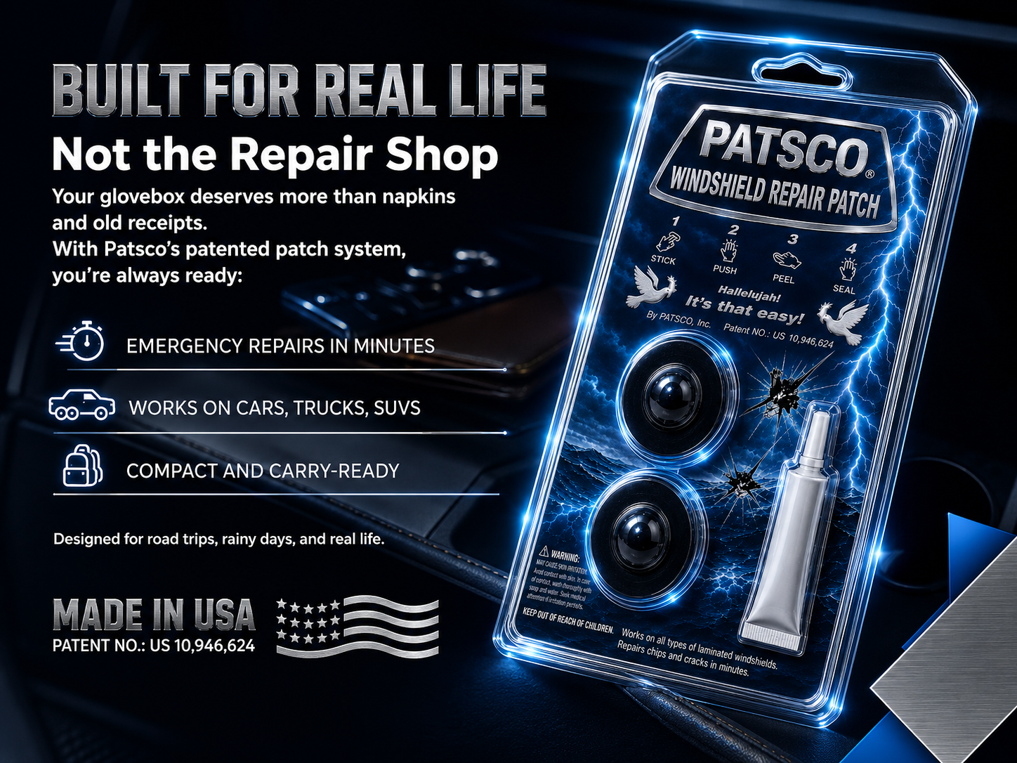 Auto Injection Patch Windshield Repair Kit – Easy Patch System, No Tools or Injector Needed ...