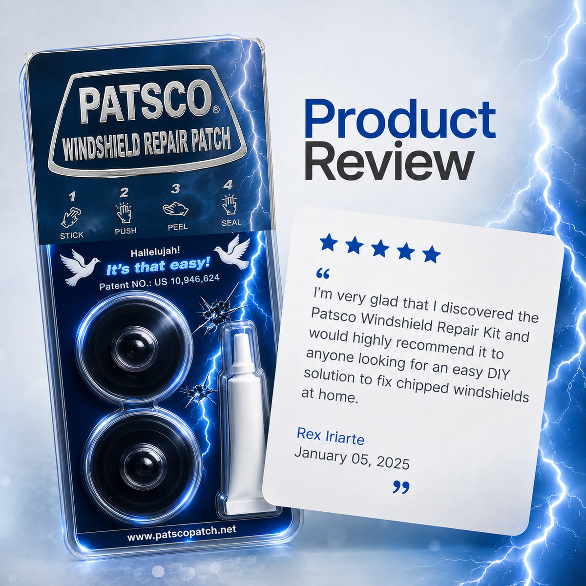Windshield Bot Patch Windshield Repair Kit – Easy Patch System, No Tools or Injector Needed ...